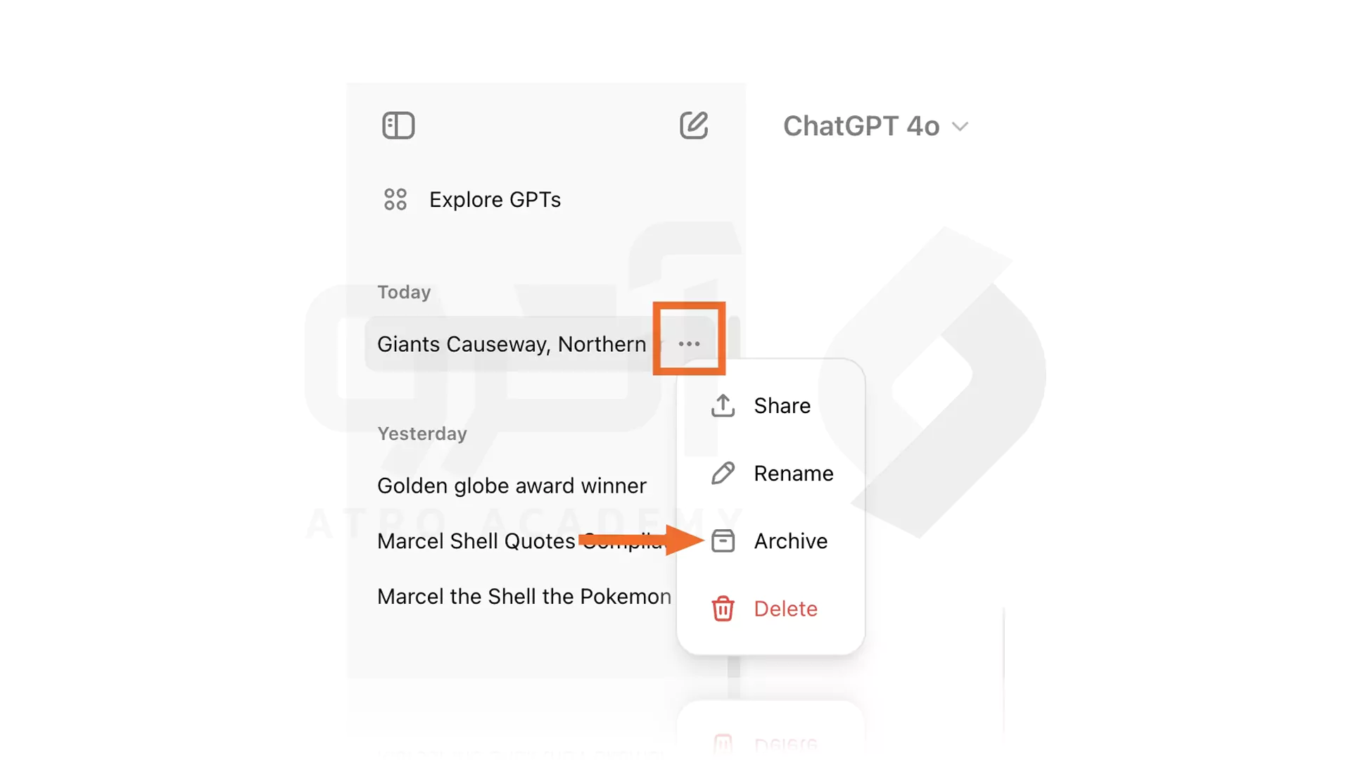 آرشیو مکالمات ChatGPT در دسکتاپ