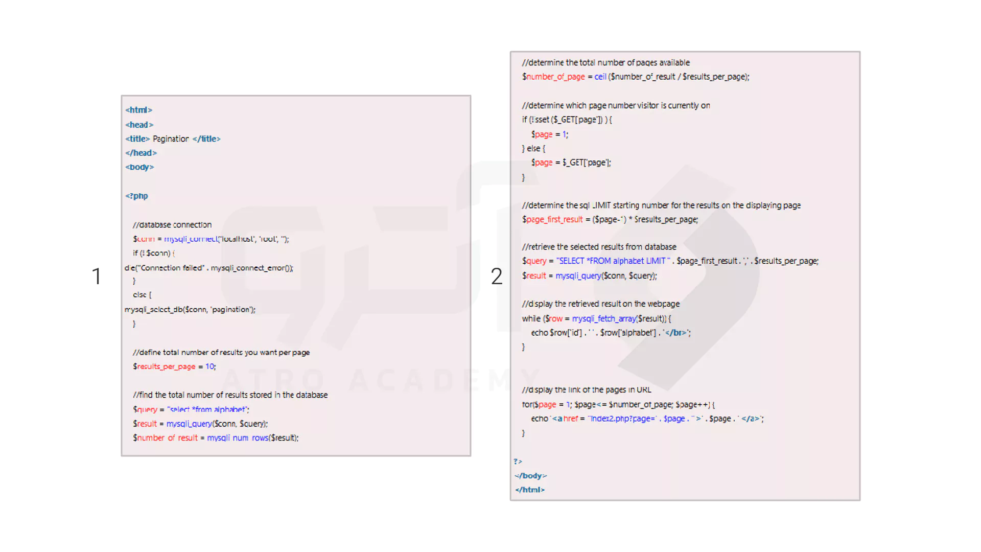 مراحل Pagination بدون CSS