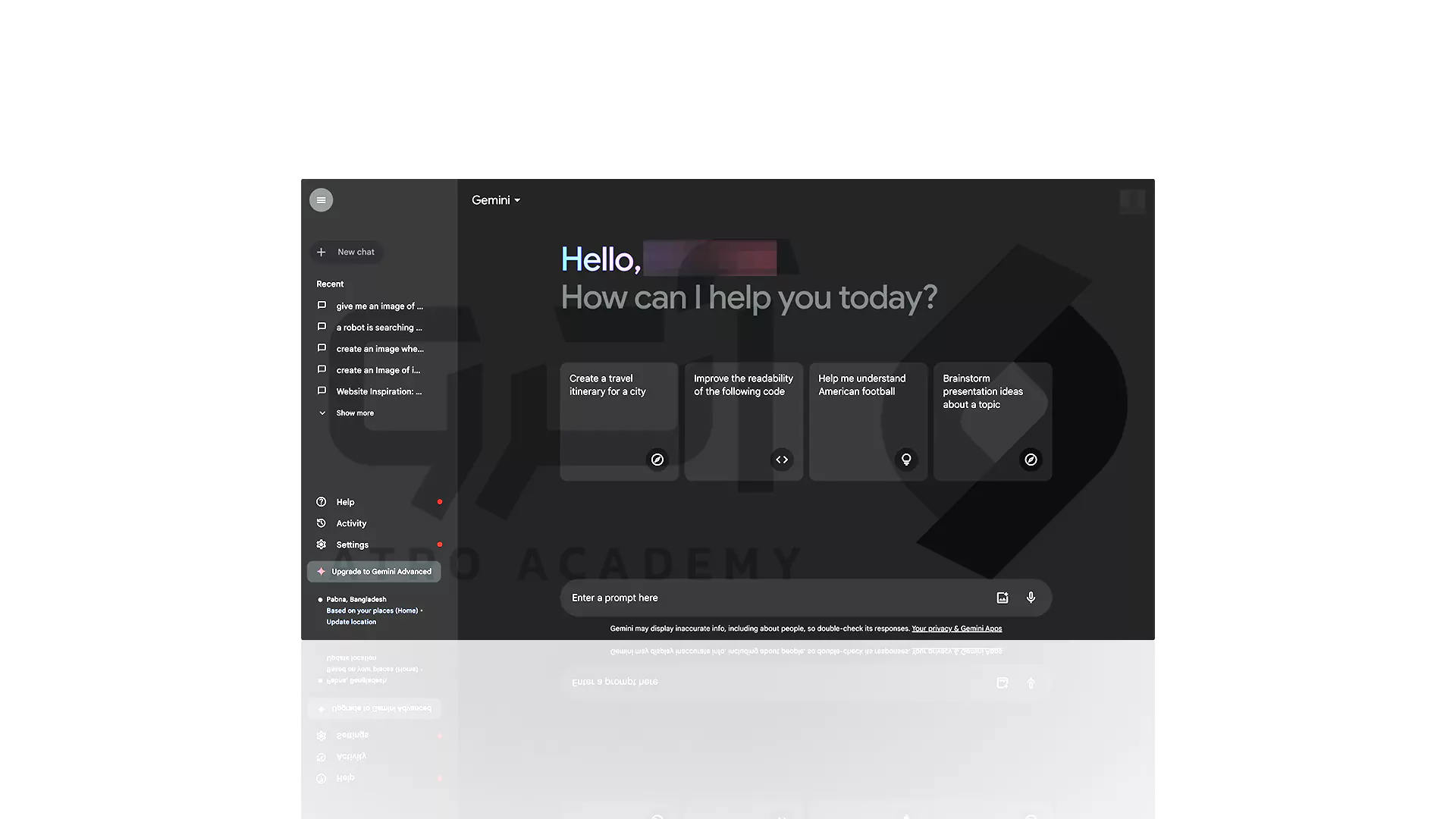 Home Page چت بات Gemini