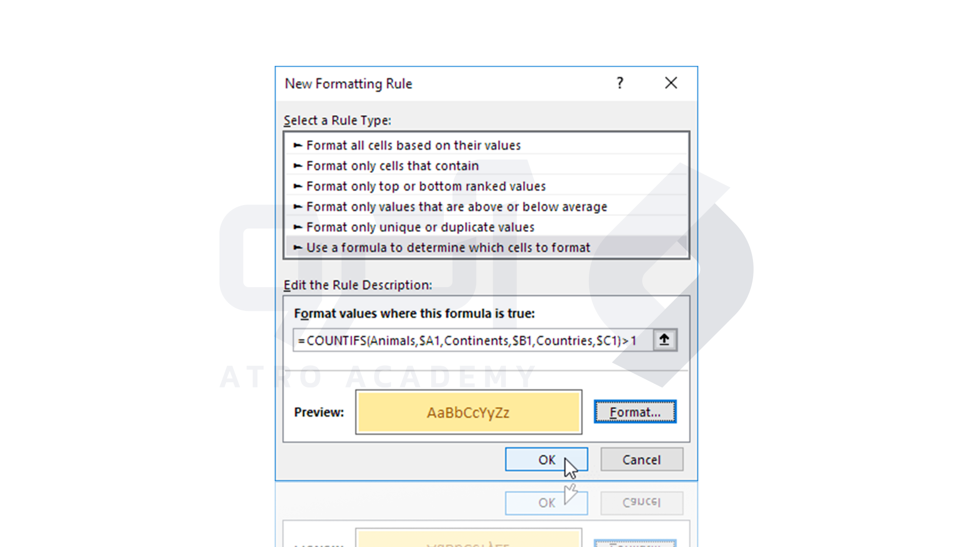 گزینه New Formating Rule