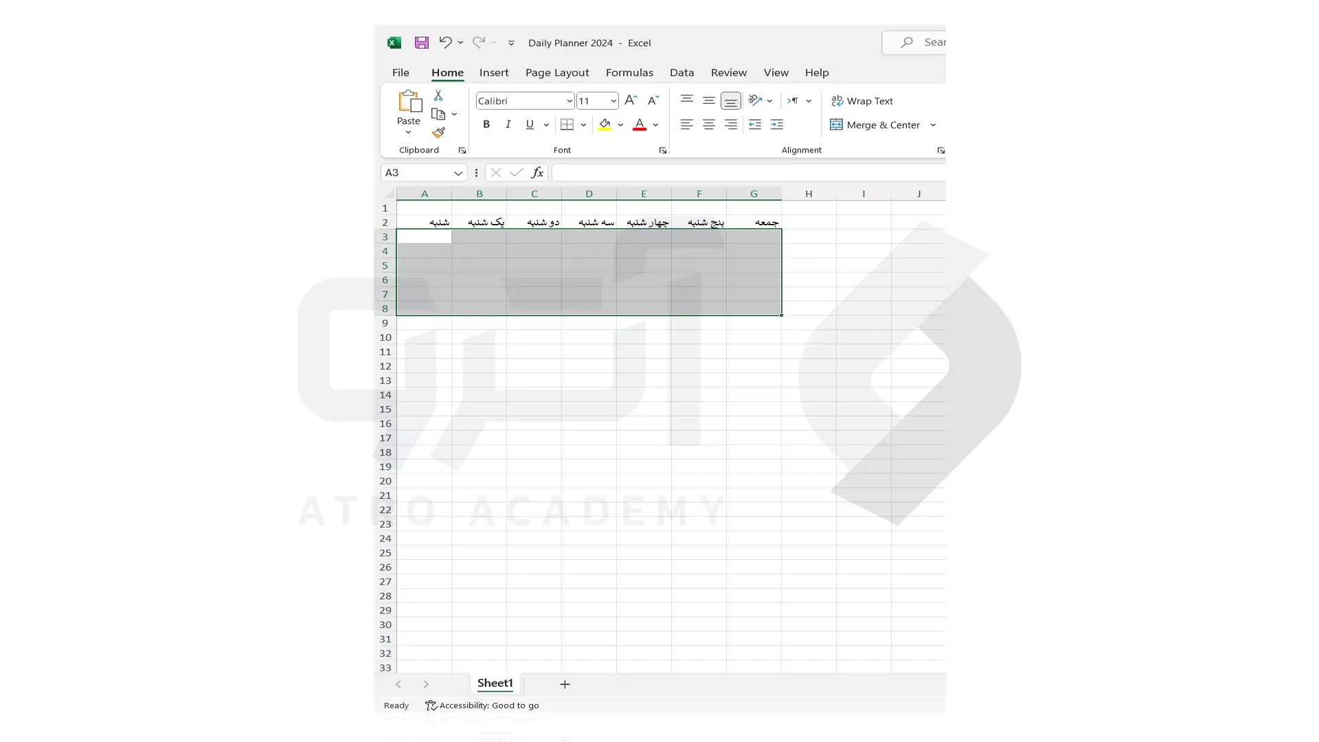 نحوه قالب بندی سلول ها در Excel