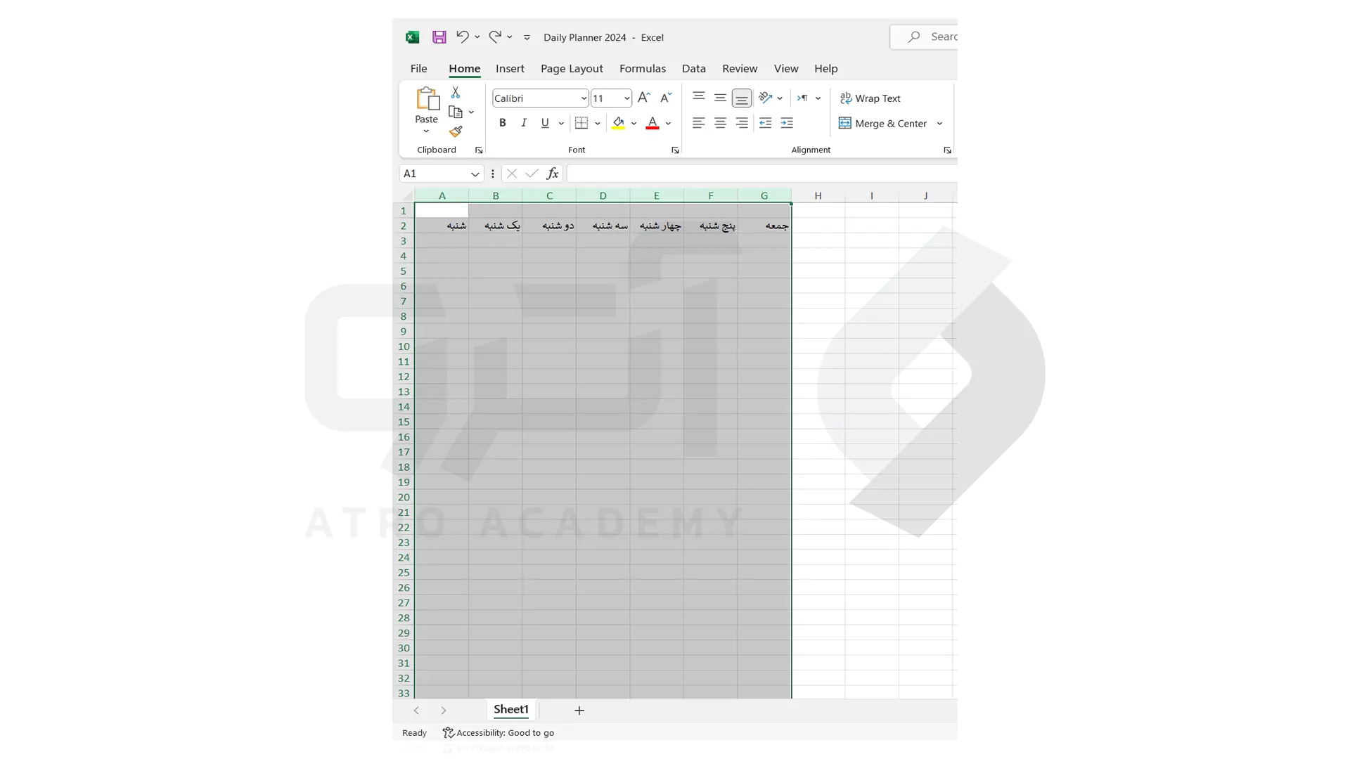 نحوه انتخاب ستون در Excel