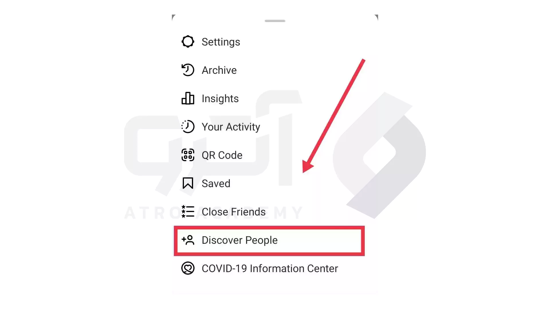 گزینه Discover people برای همگام سازی مخاطبین در اینستاگرام