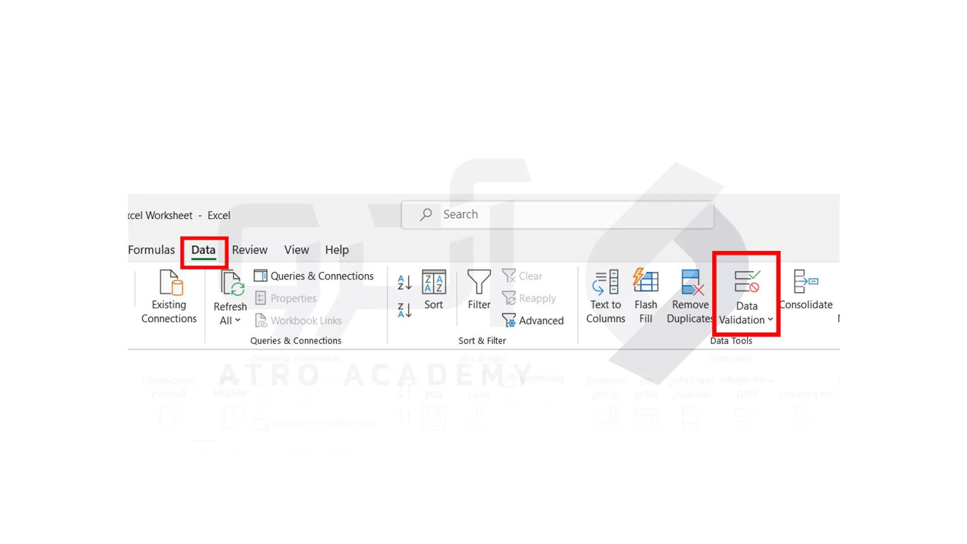گزینه Data validation برای ایجاد یک لیست کشویی در اکسل