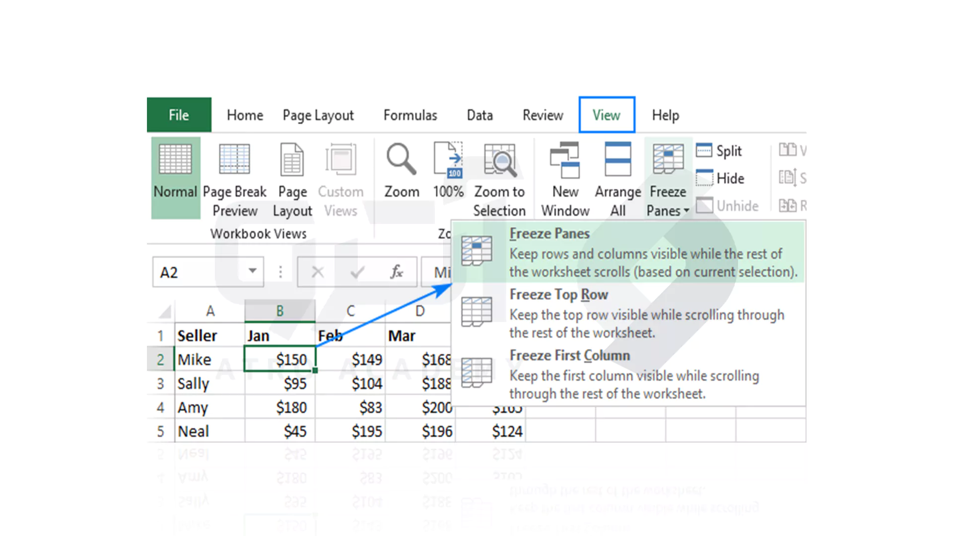 نحوه فریز کردن ردیف و ستون در Excel