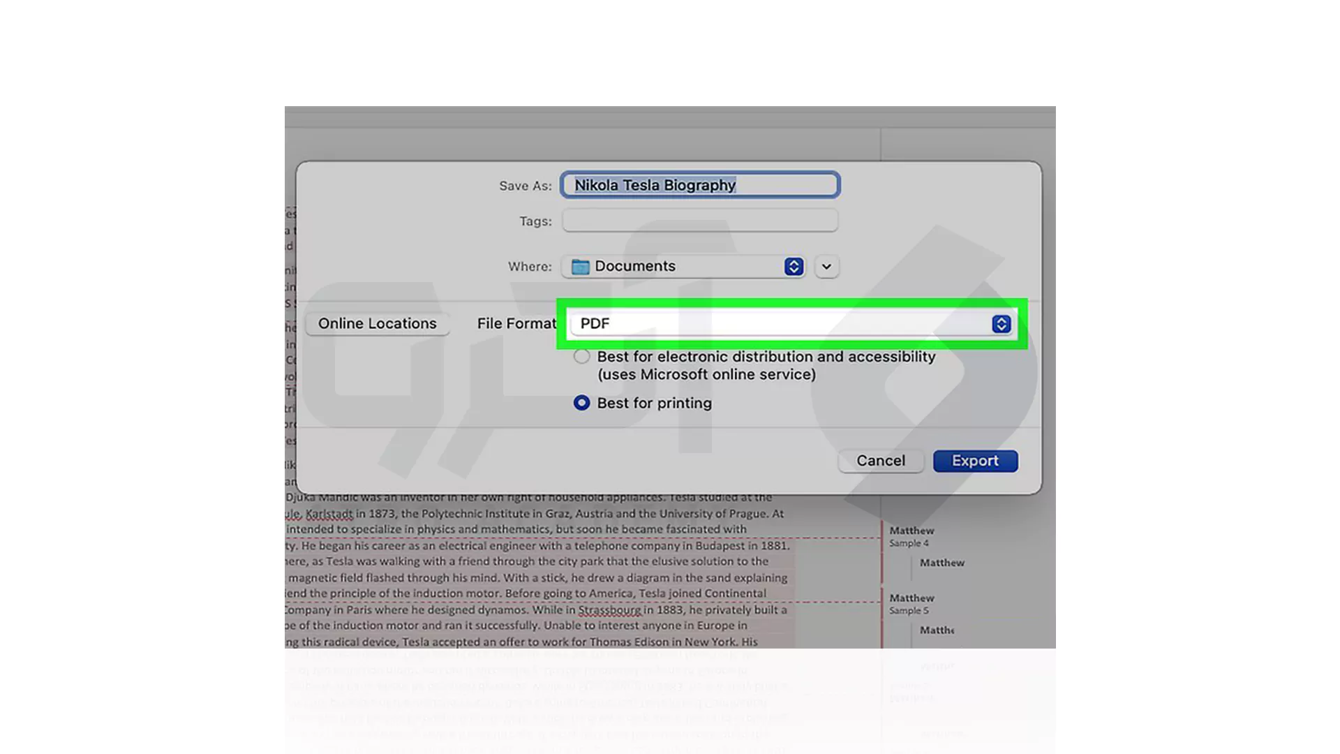 تبدیل Word به PDF در Mac