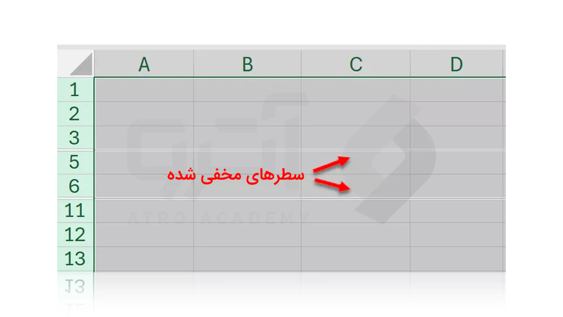 روش های تشخیص سطر مخفی شده در Excel
