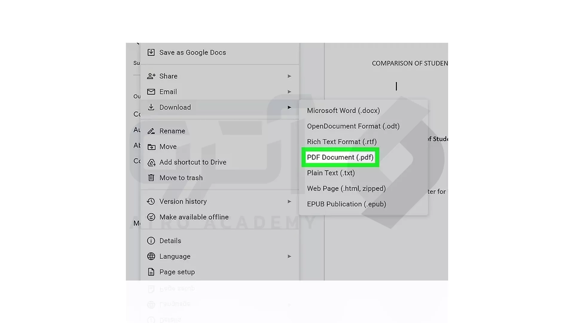 تبدیل به فرمت PDF در Google Drive