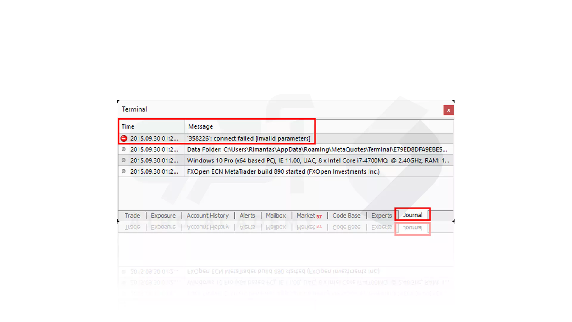 مراحل عیب یابی سریع Metatrader در Windows