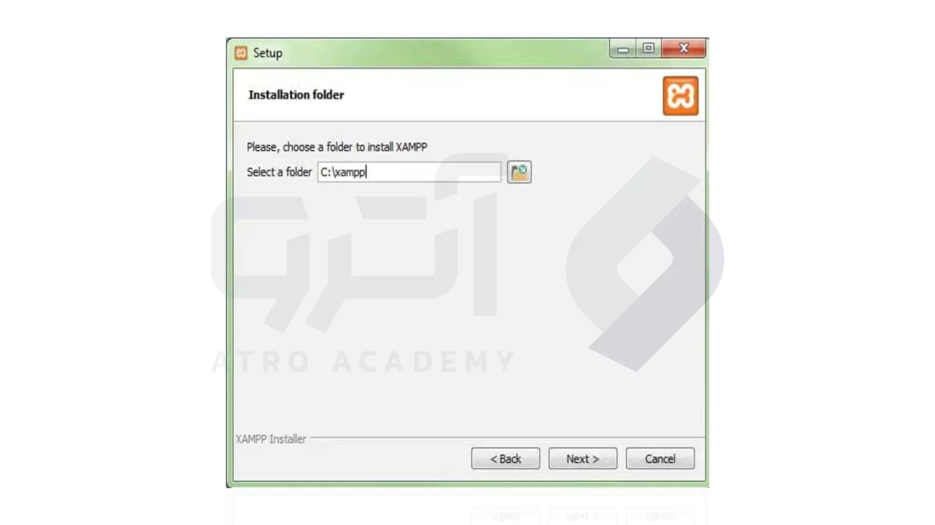 انتخاب دایرکتوری نصب xampp