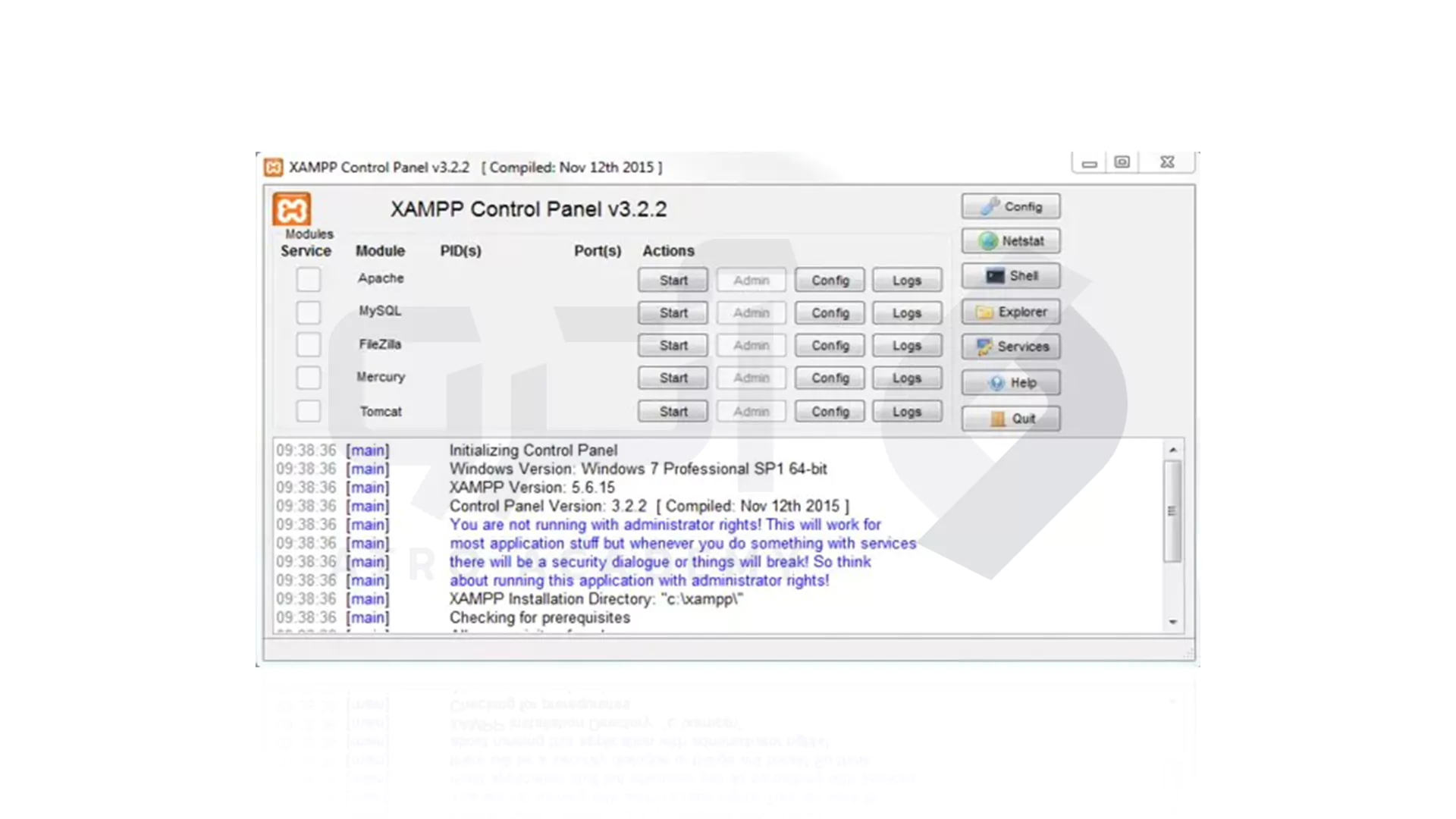 set کردن کنترل پنل xampp