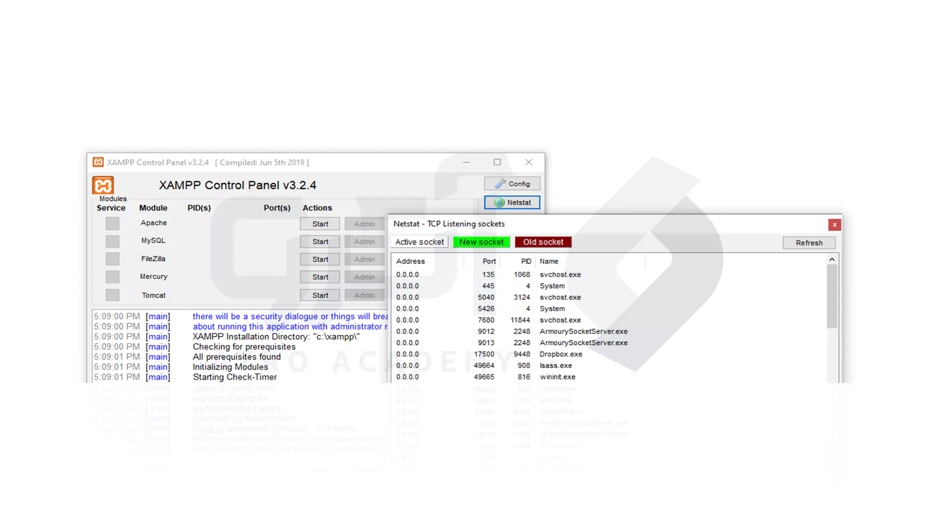 تداخل port در xampp سرور ویندوز