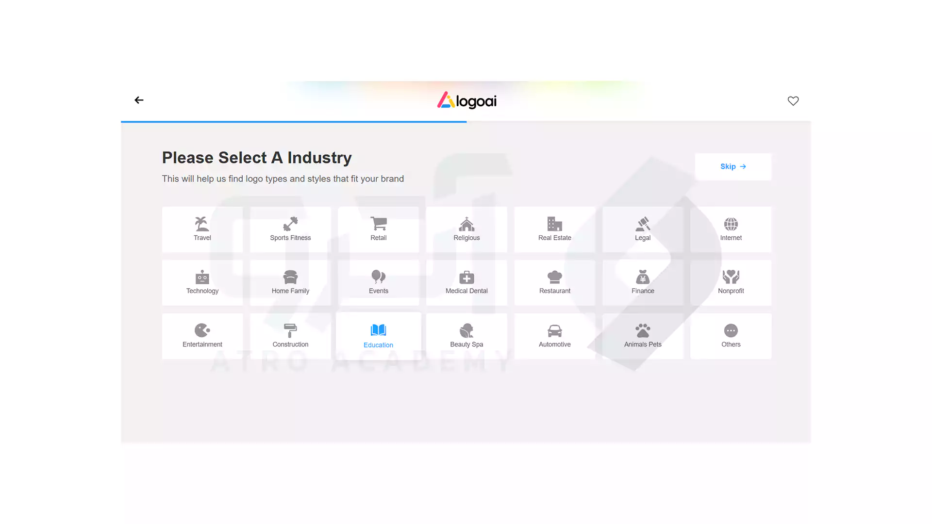 انتخاب صنعت مورد نظر در طراحی لوگو با هوش مصنوعی