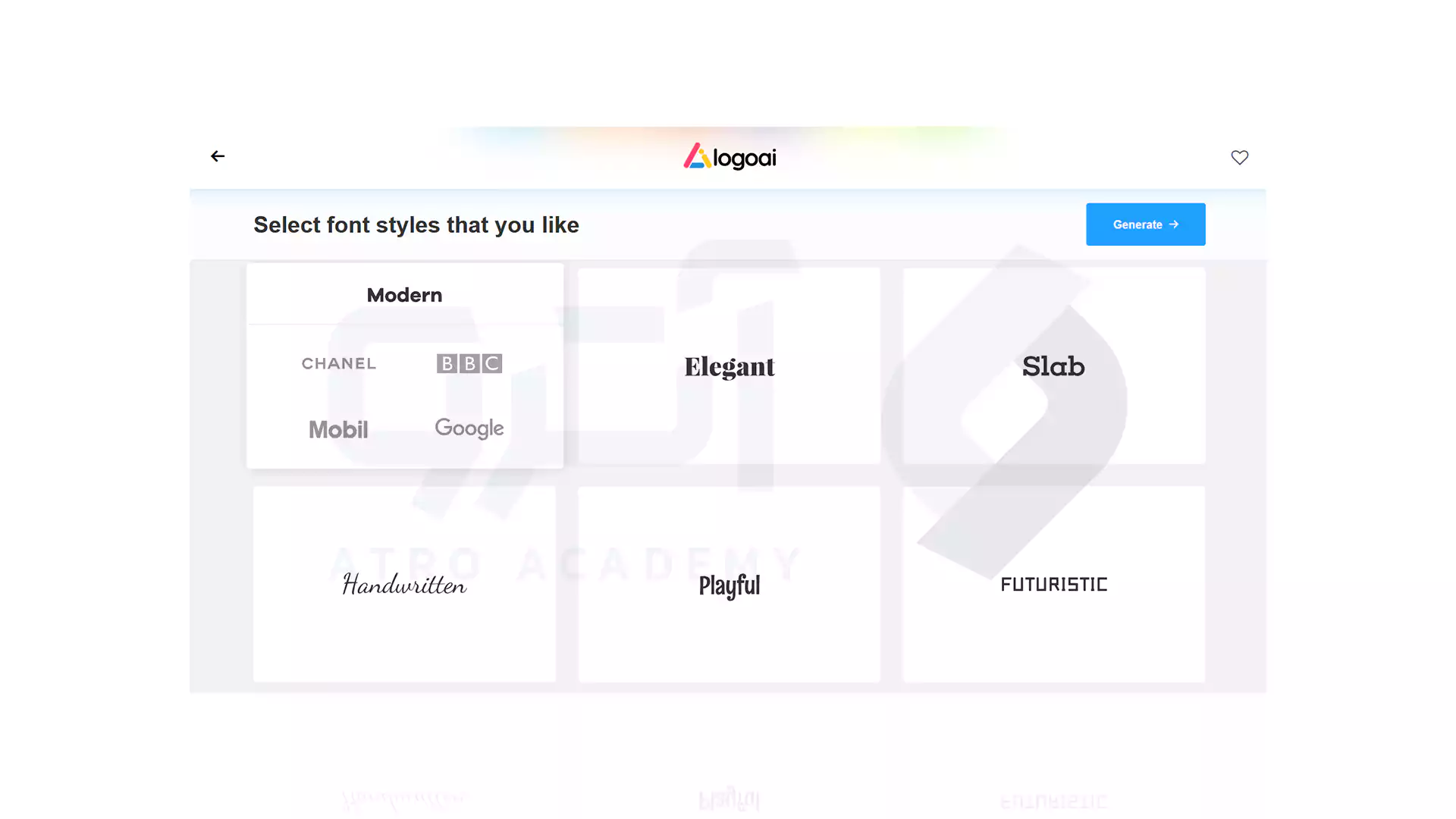 انتخاب سبک فونت برای طراحی لوگو با هوش مصنوعی