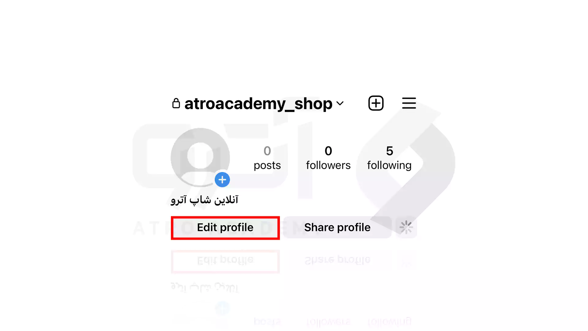 گزینه Edit Profile برای تبدیل به بیزنس اکانت