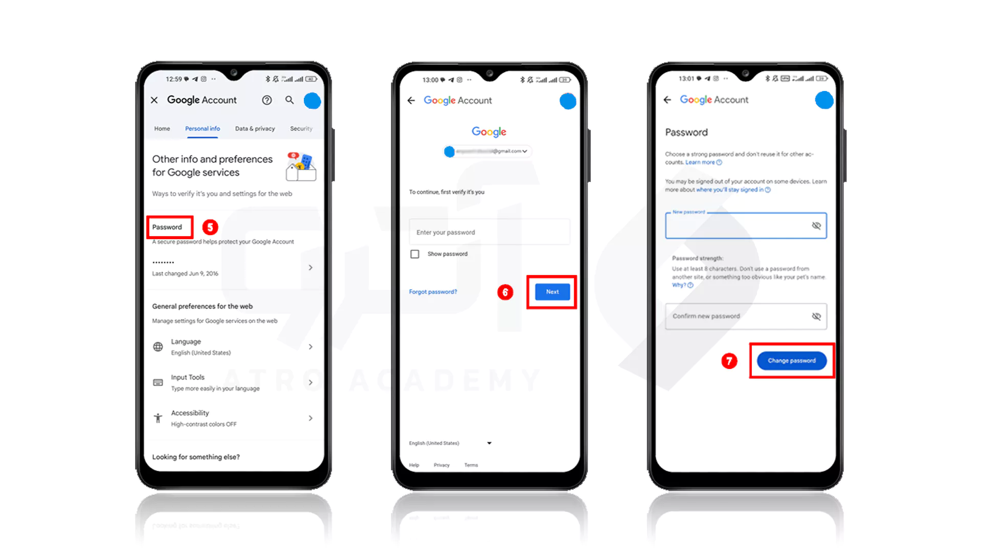 مراحل عوض کردن پسورد Gmail در گوشی های اندروید