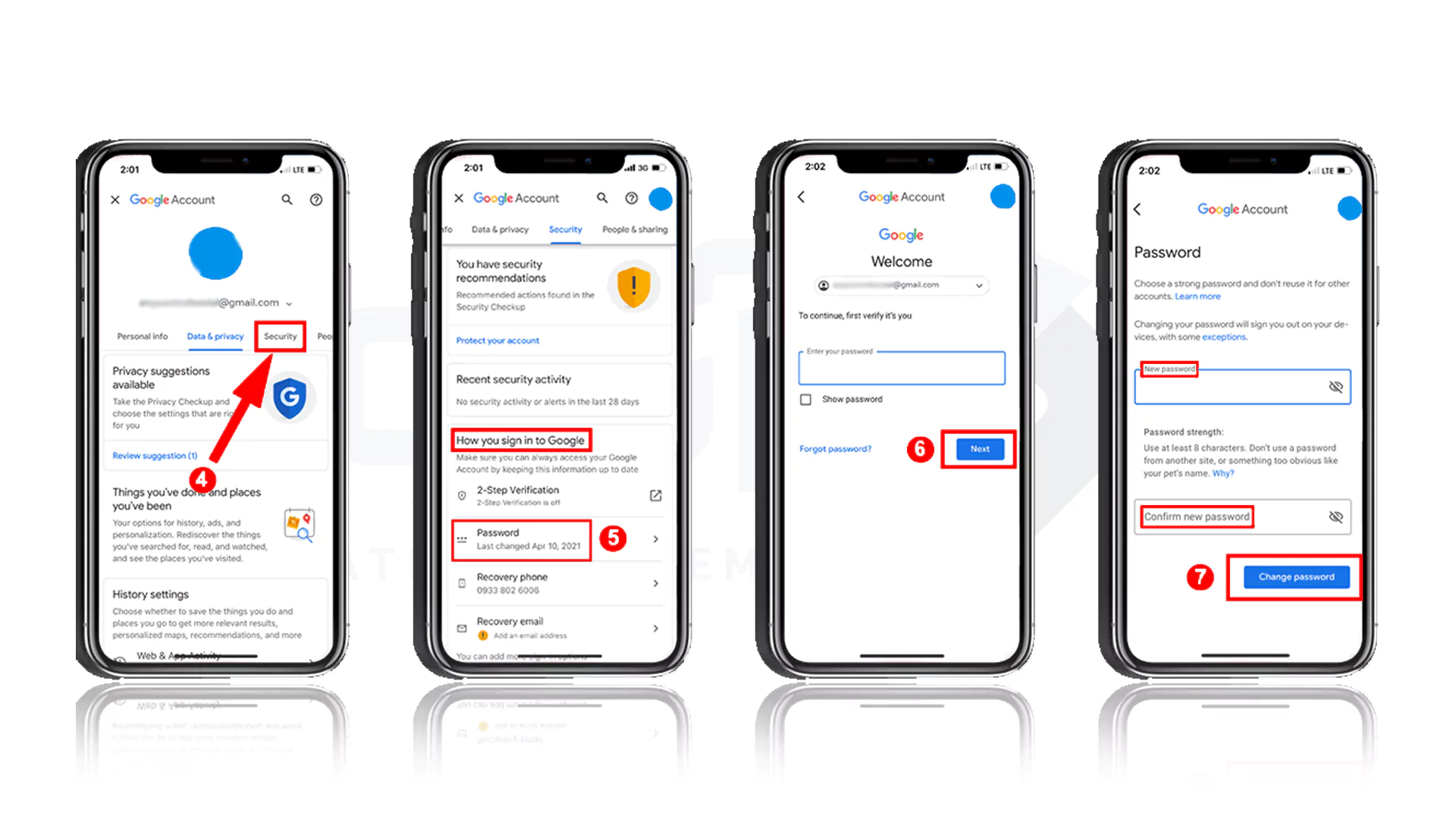 مراحل عوض کردن پسورد Gmail در گوشی های iPhone