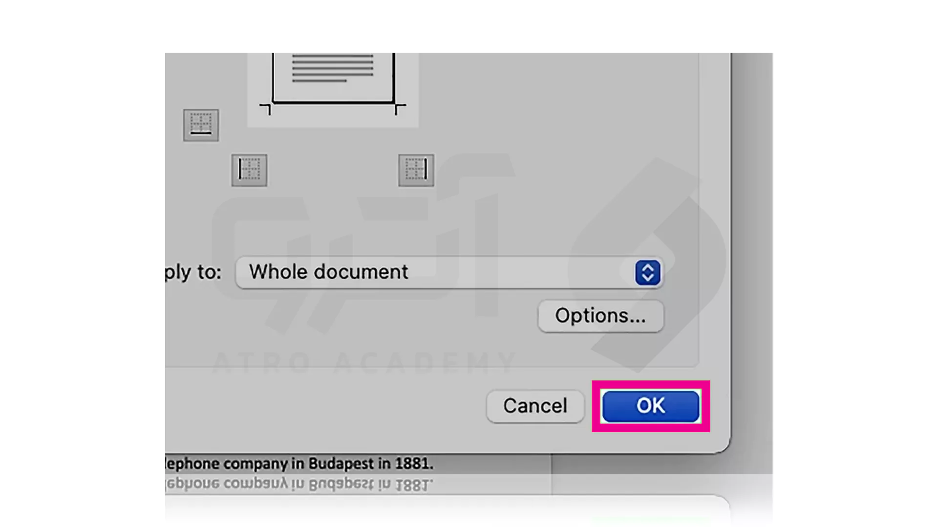 مراحل گام به گام تصویری رسم حاشیه Word در سیستم MacOS