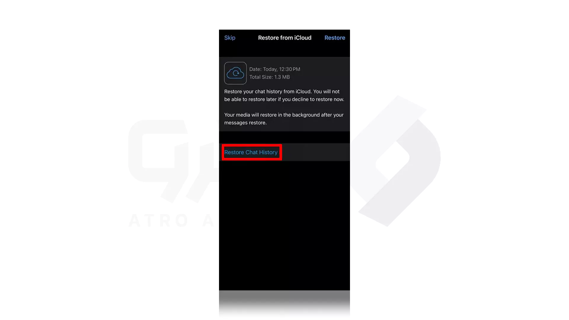 مراحل بازیابی پیام های واتساپ در iPhone با iCloud