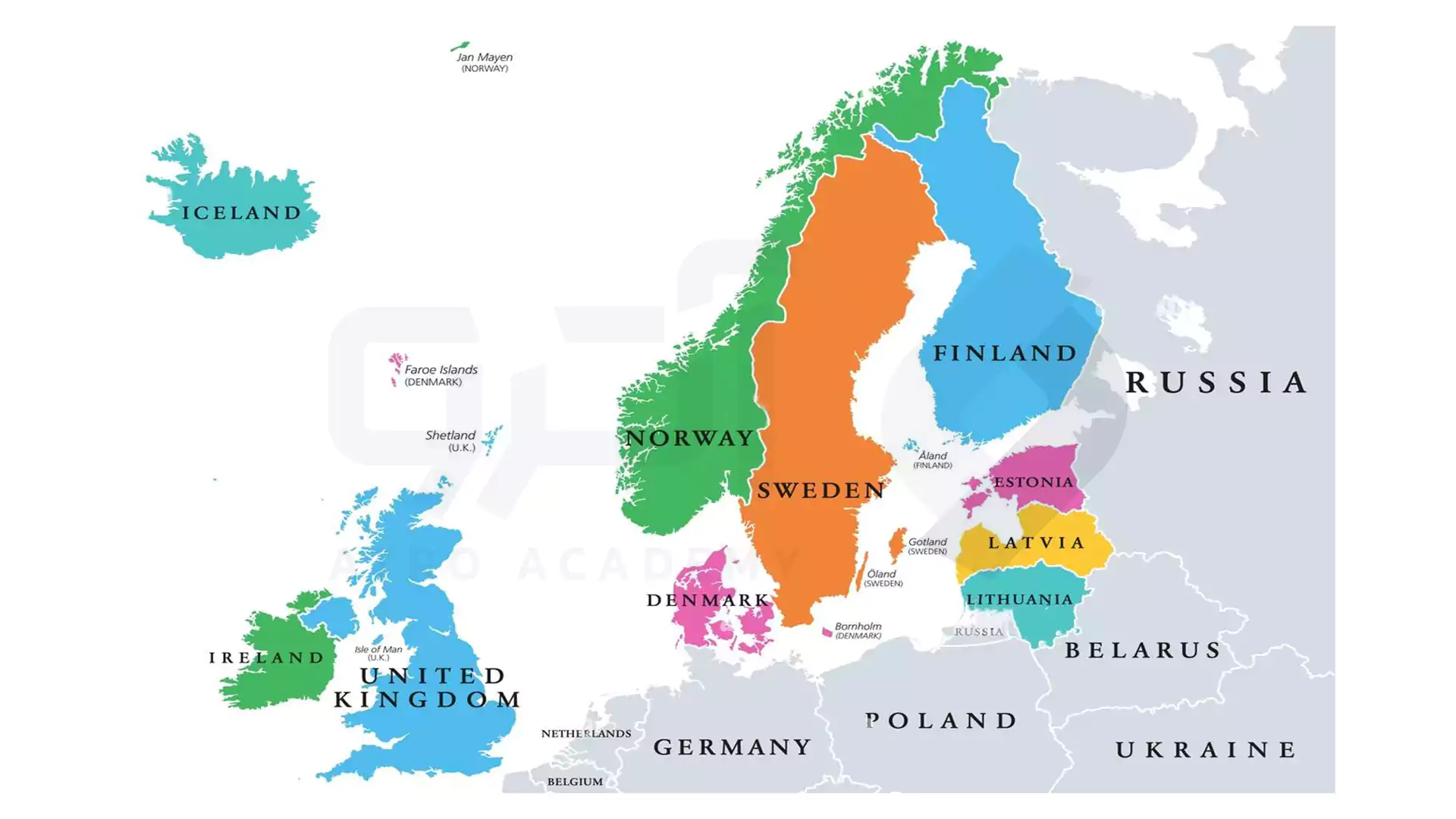کشور های اروپای شمالی به انگلیسی