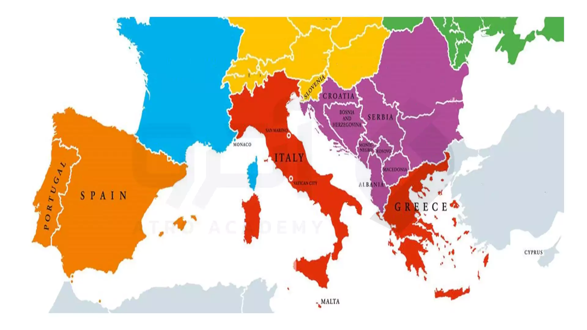 کشور های اروپای جنوبی به انگلیسی