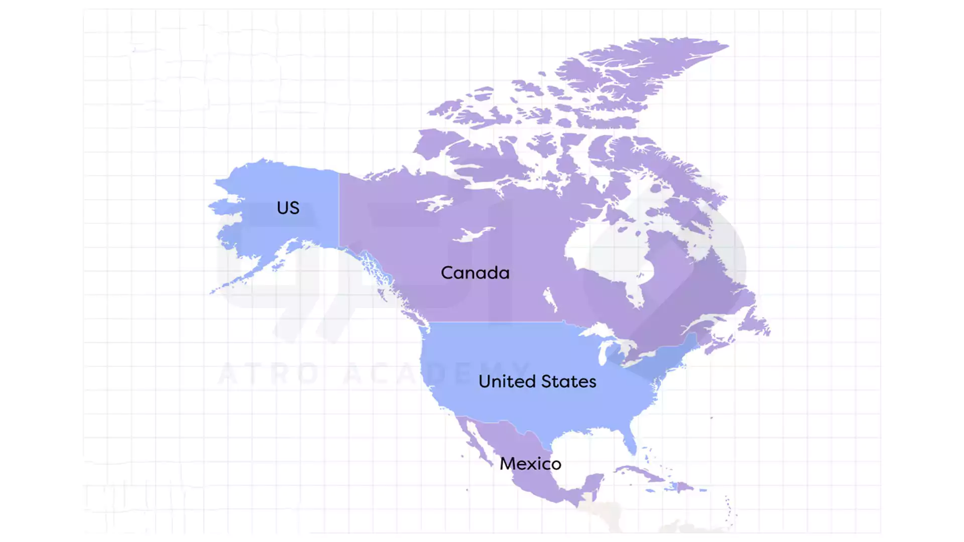 کشور های آمریکای شمالی به انگلیسی
