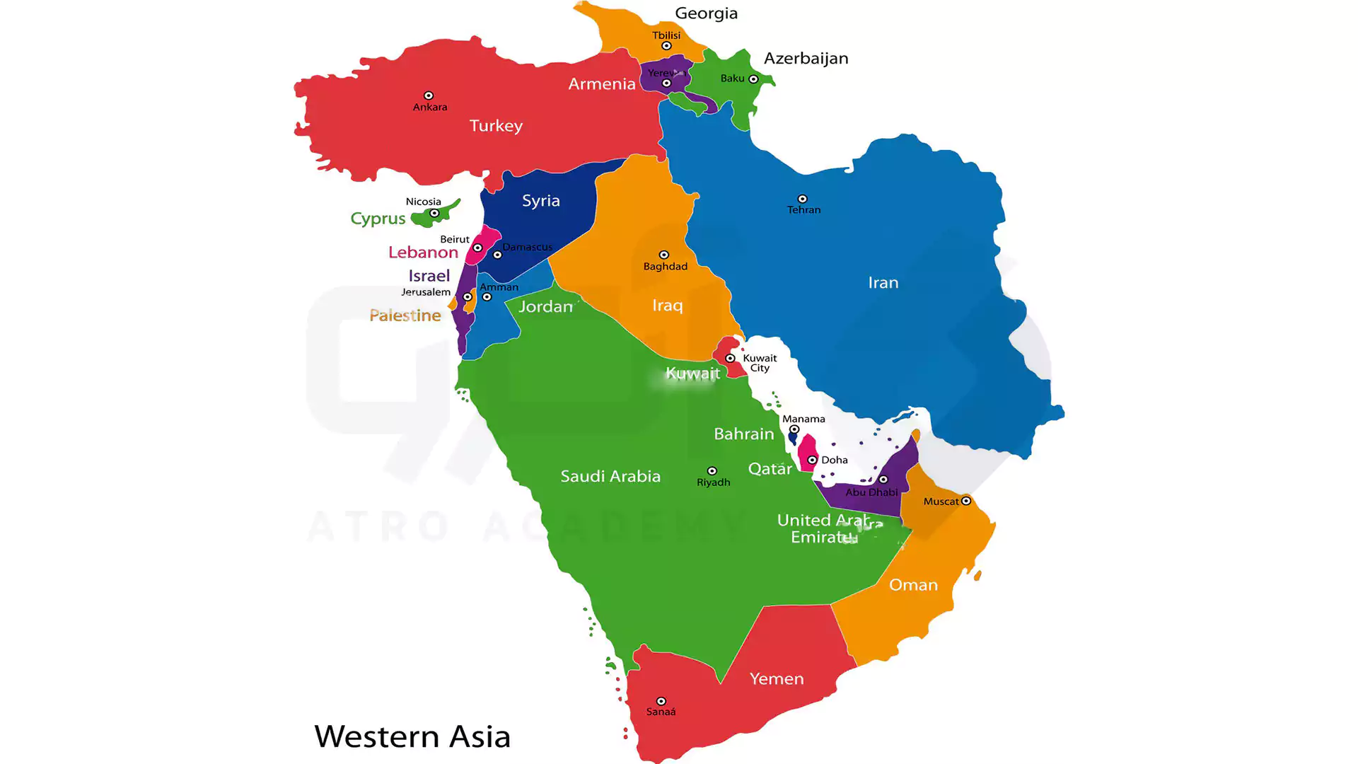 کشور های آسیای غربی به انگلیسی