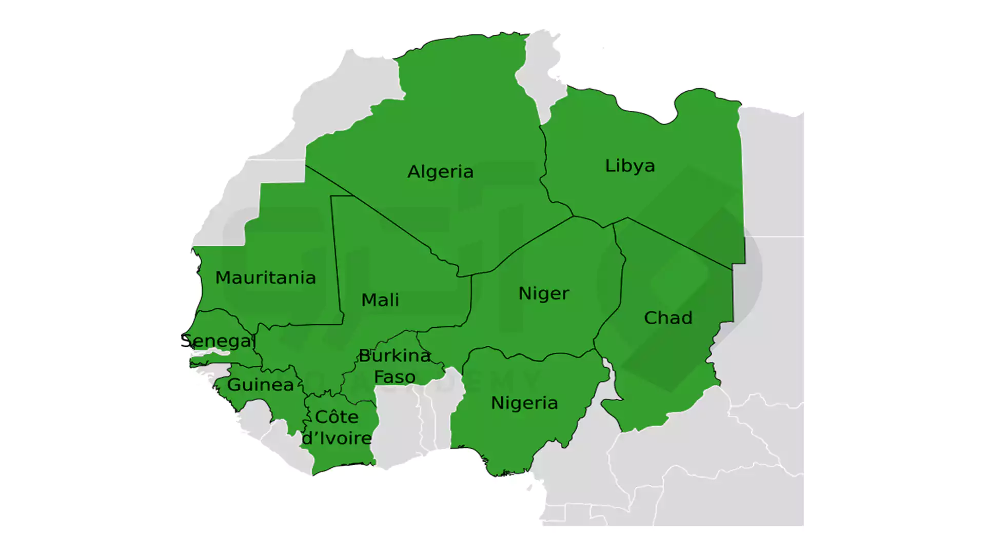 کشور های آفریقای شمالی و غربی به انگلیسی