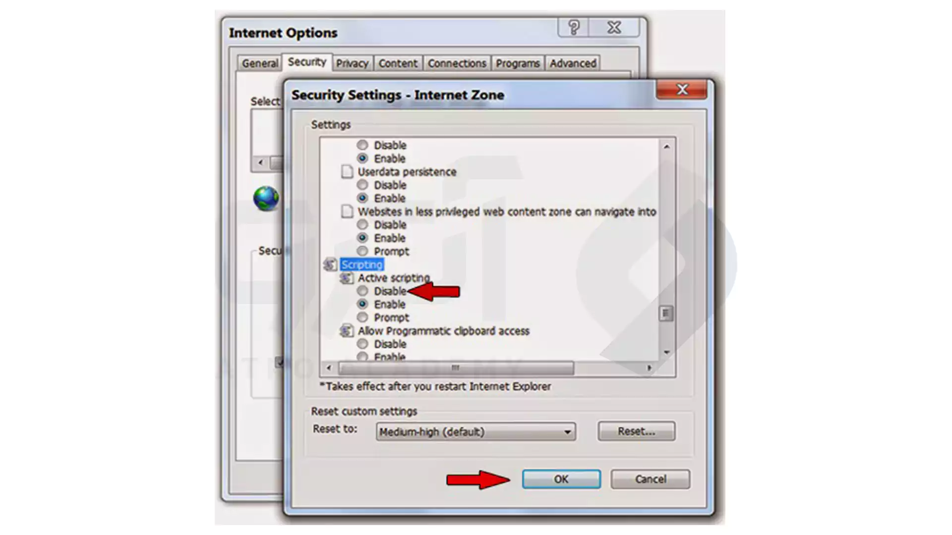 غیر فعال کردن جاوا اسکریپت در Internet Explorer