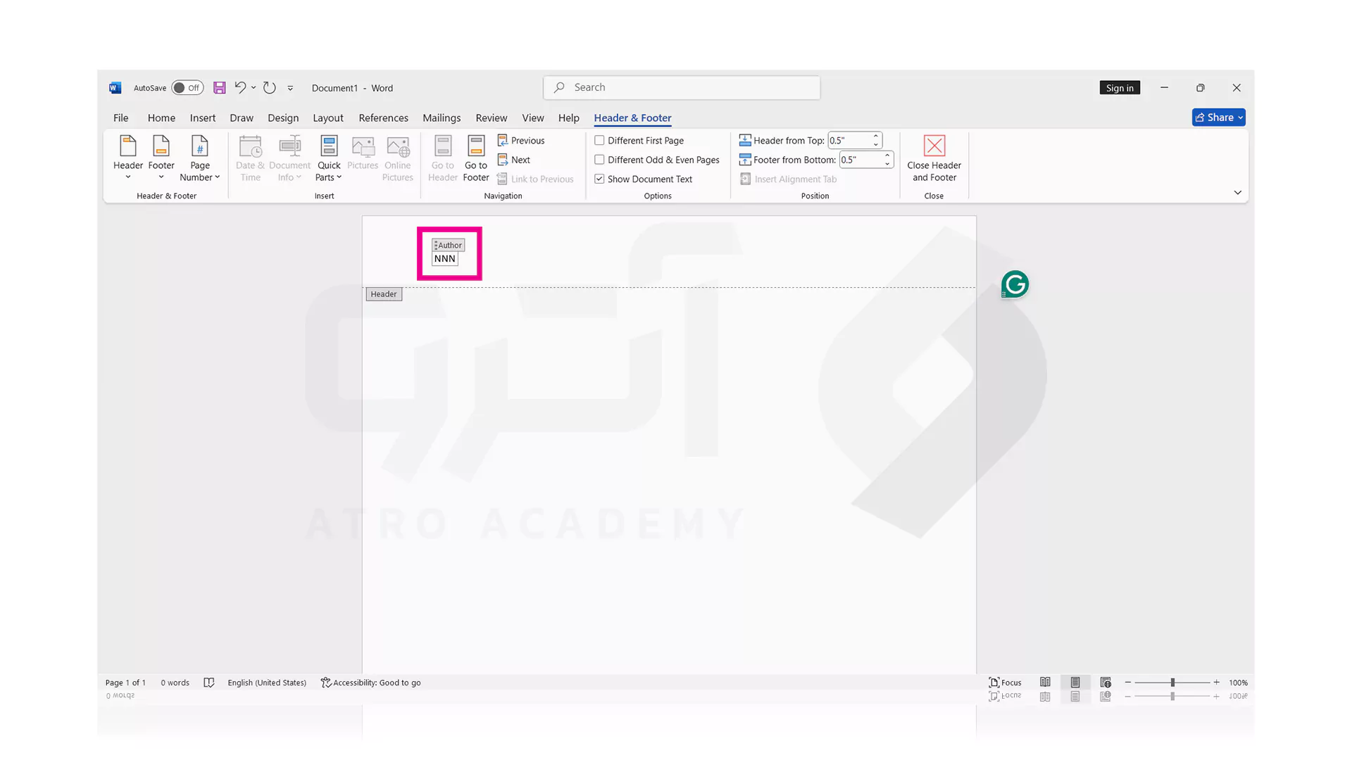 نحوه اضافه کردن Document Property در هدر ورد