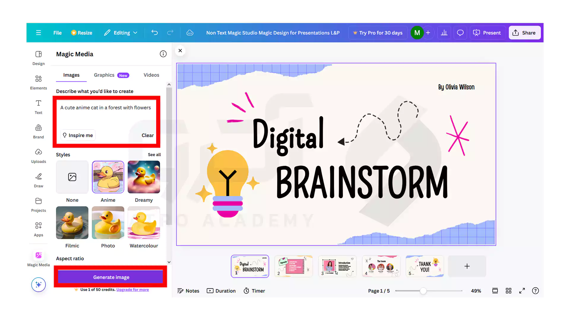 ایجاد پاورپوینت با هوش مصنوعی canva