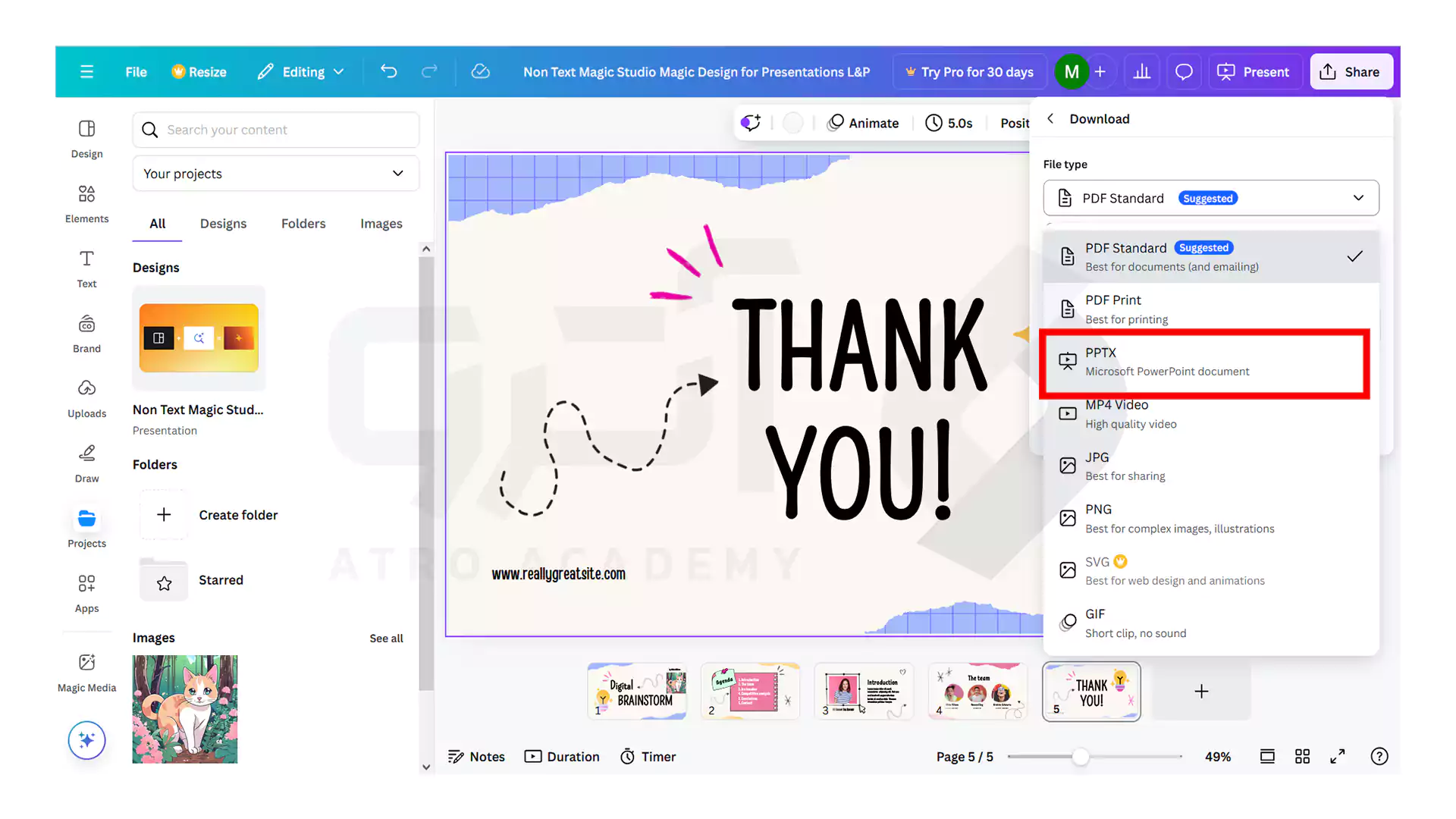 فرمت PPTX برای دانلود پاورپوینت از سایت هوش مصنوعی