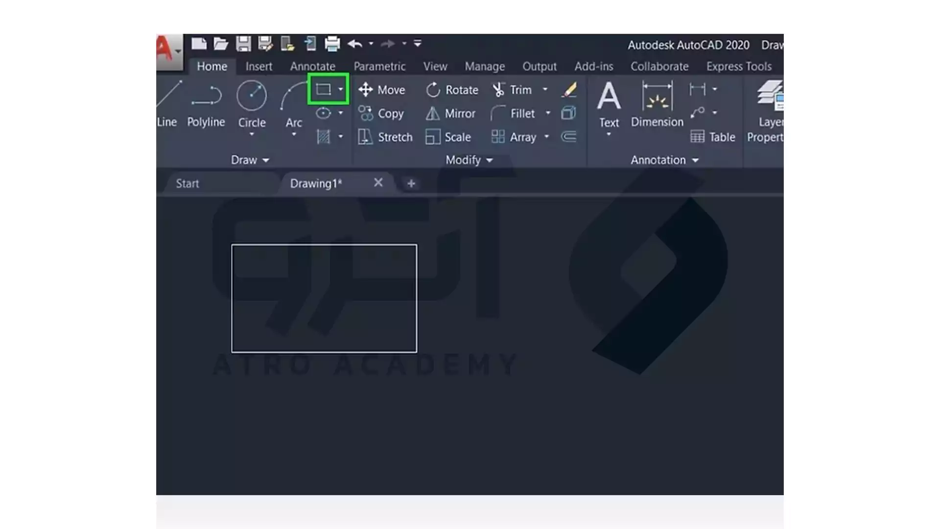 نحوه رسم مستطیل در اتوکد