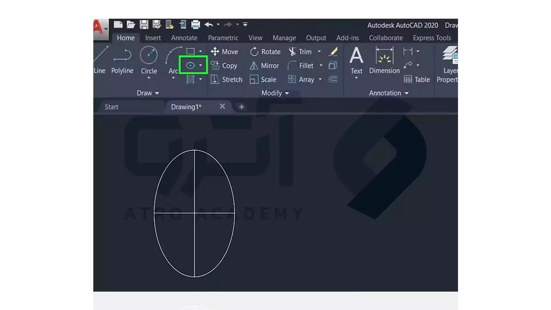 نحوه رسم بیضی در اتوکد