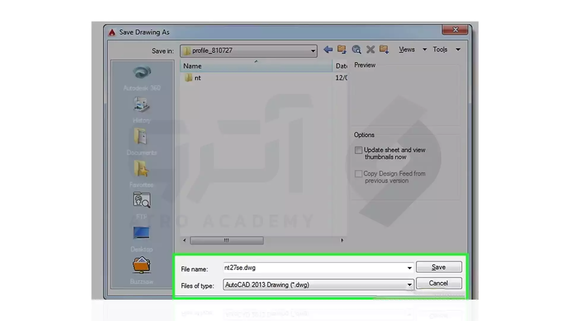 نحوه ذخیره کردن فایل در اتوکد
