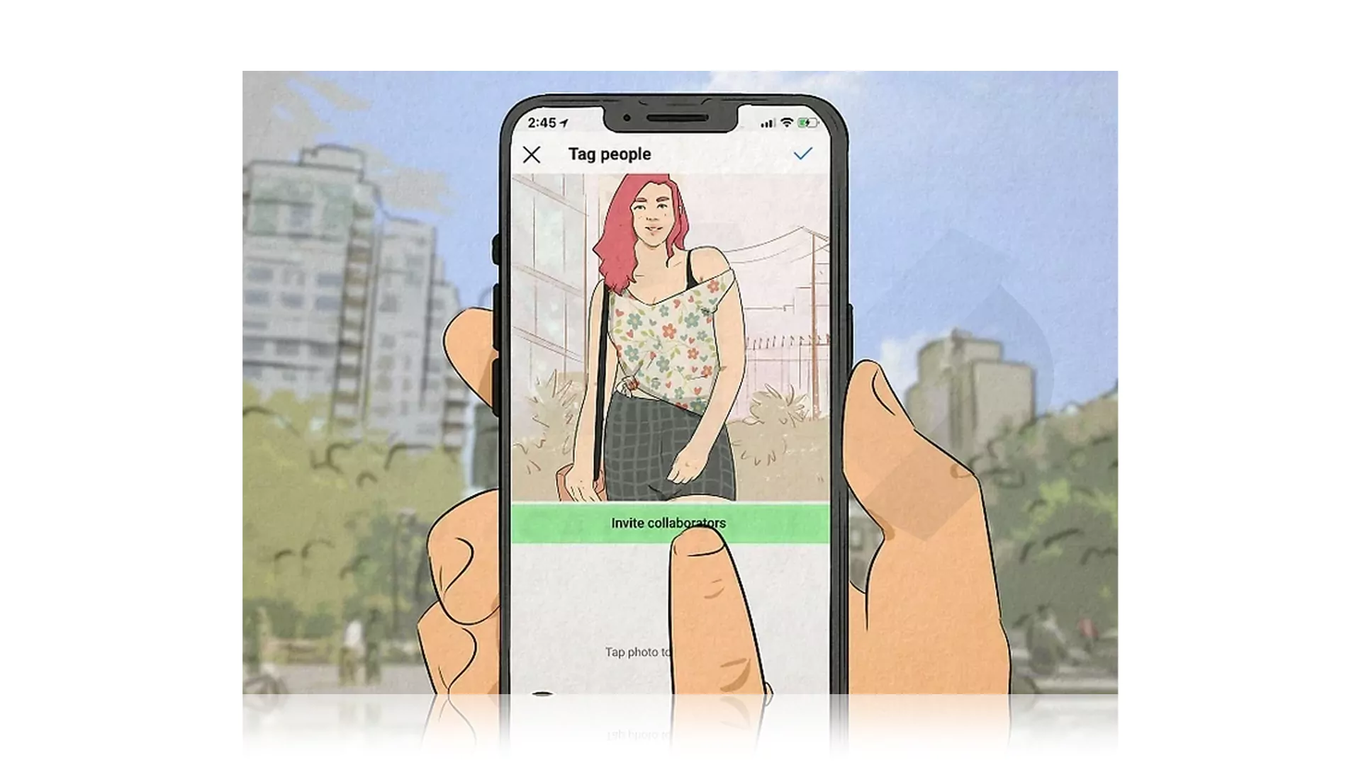 مراحل تصویری گذاشتن پست مشترک در Instagram