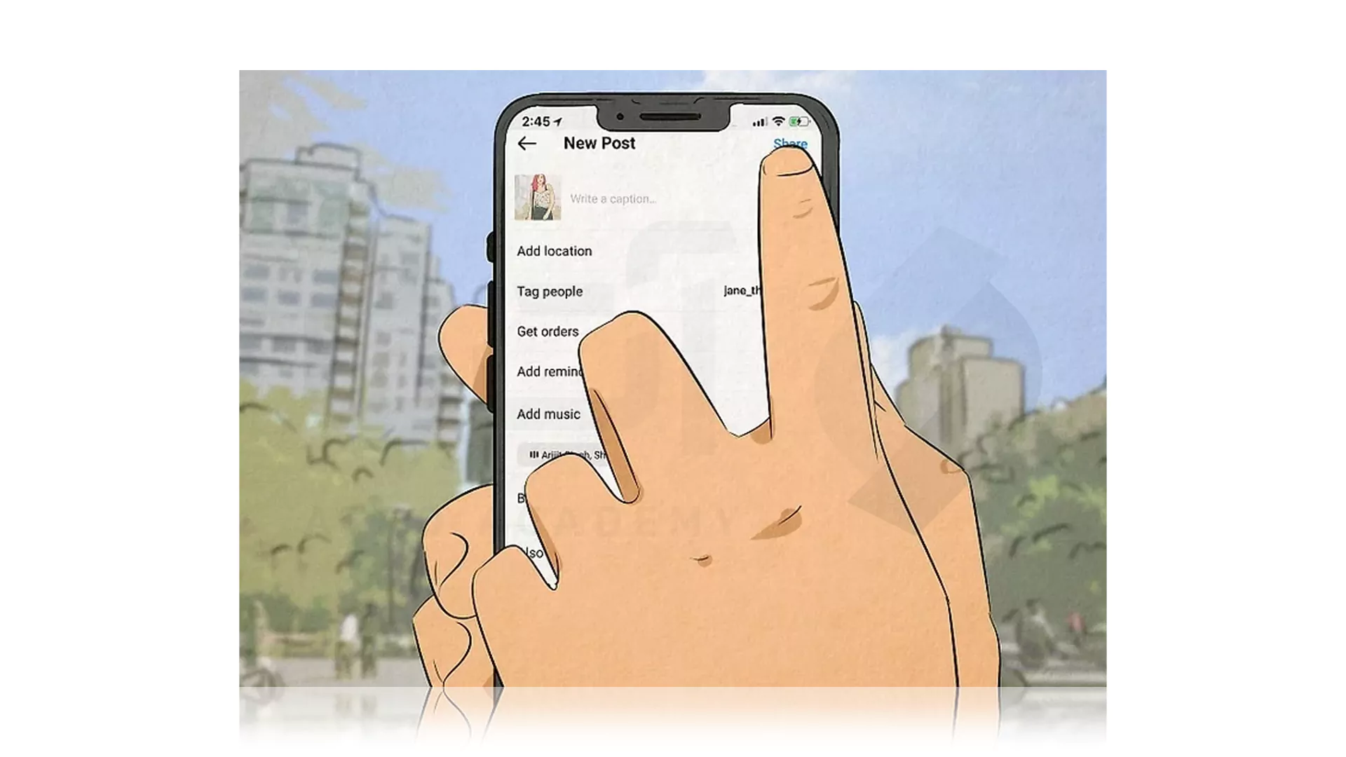 مراحل تصویری گذاشتن پست مشترک در Instagram