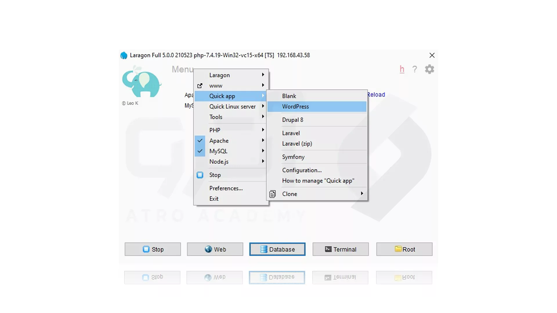 مراحل تصویری راه اندازی Wordpress با لاراگون