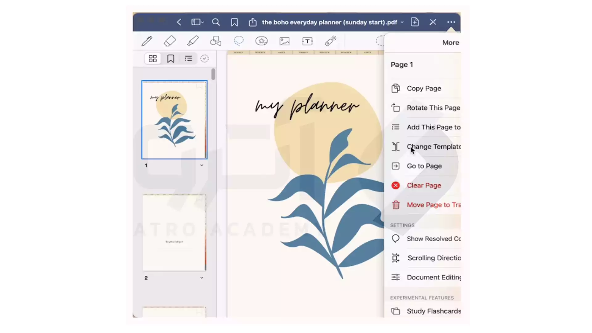 تغییر کاور دفتر یادداشت در GoodNotes
