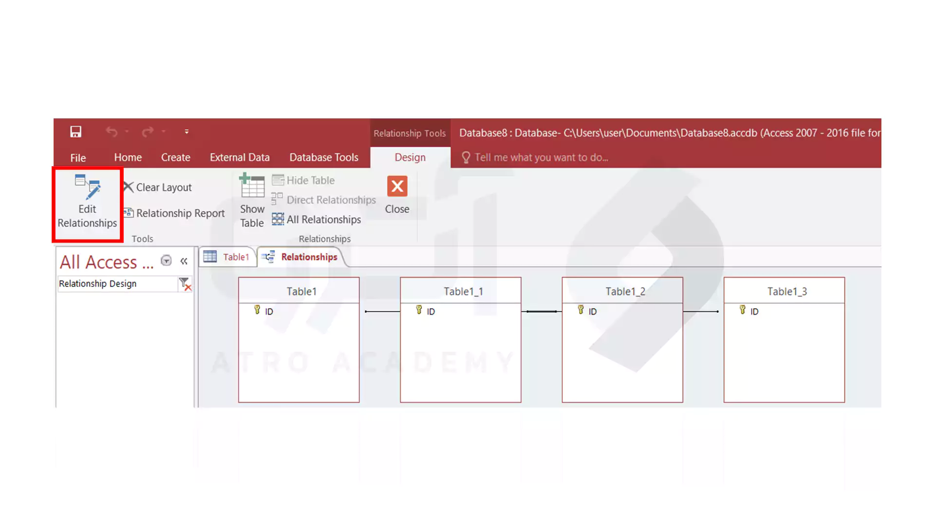 نحوه ویرایش رابطه جدول در اکسس