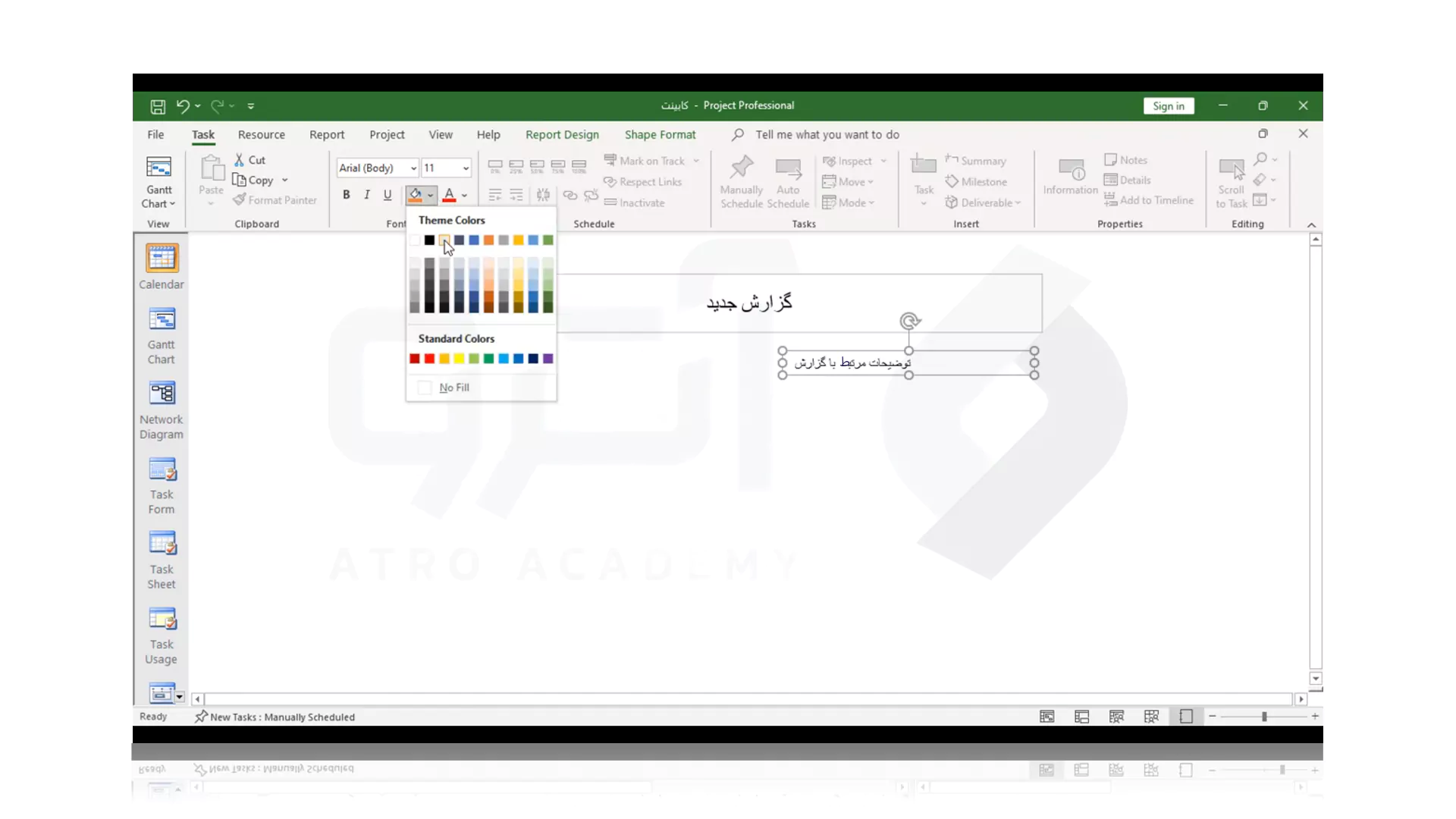 مراحل تصویری گزارش گیری در مایکروسافت پروجکت (MSP)