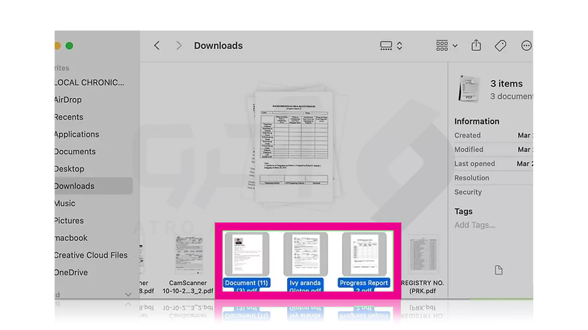 مراحل تصویری چسباندن پی دی اف ها به هم در Mac