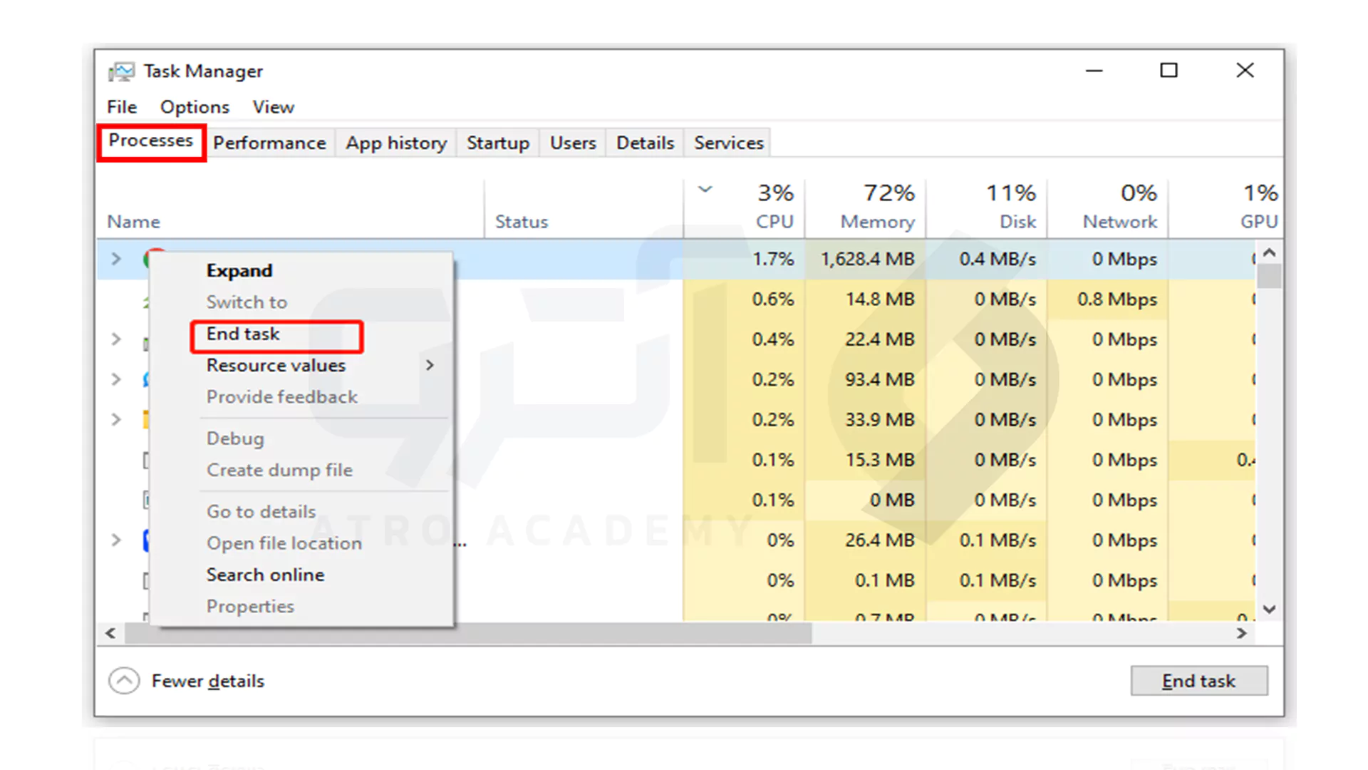 غیرفعال کردن برنامه های پس زمینه با Task Manager
