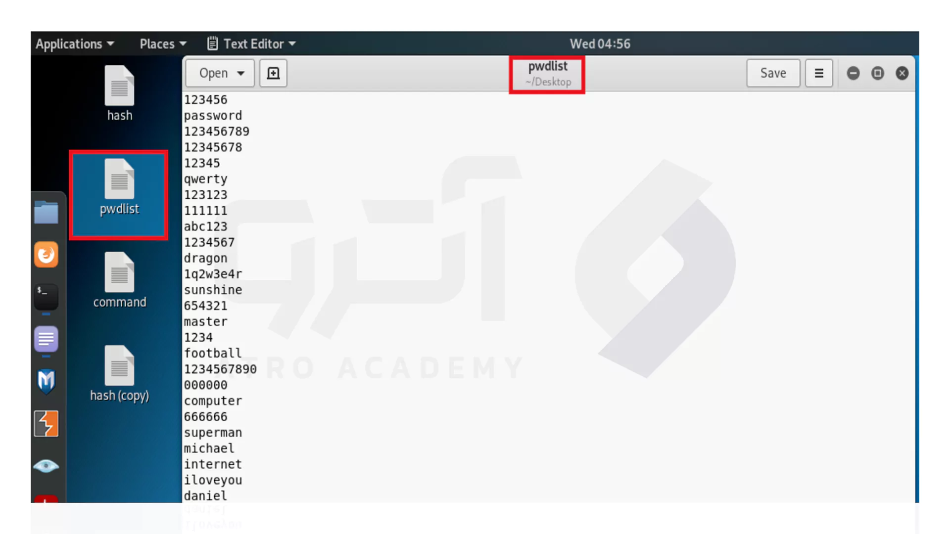 تغییر نام فایل wordlist به pwdlist در ابزار HASHCAT