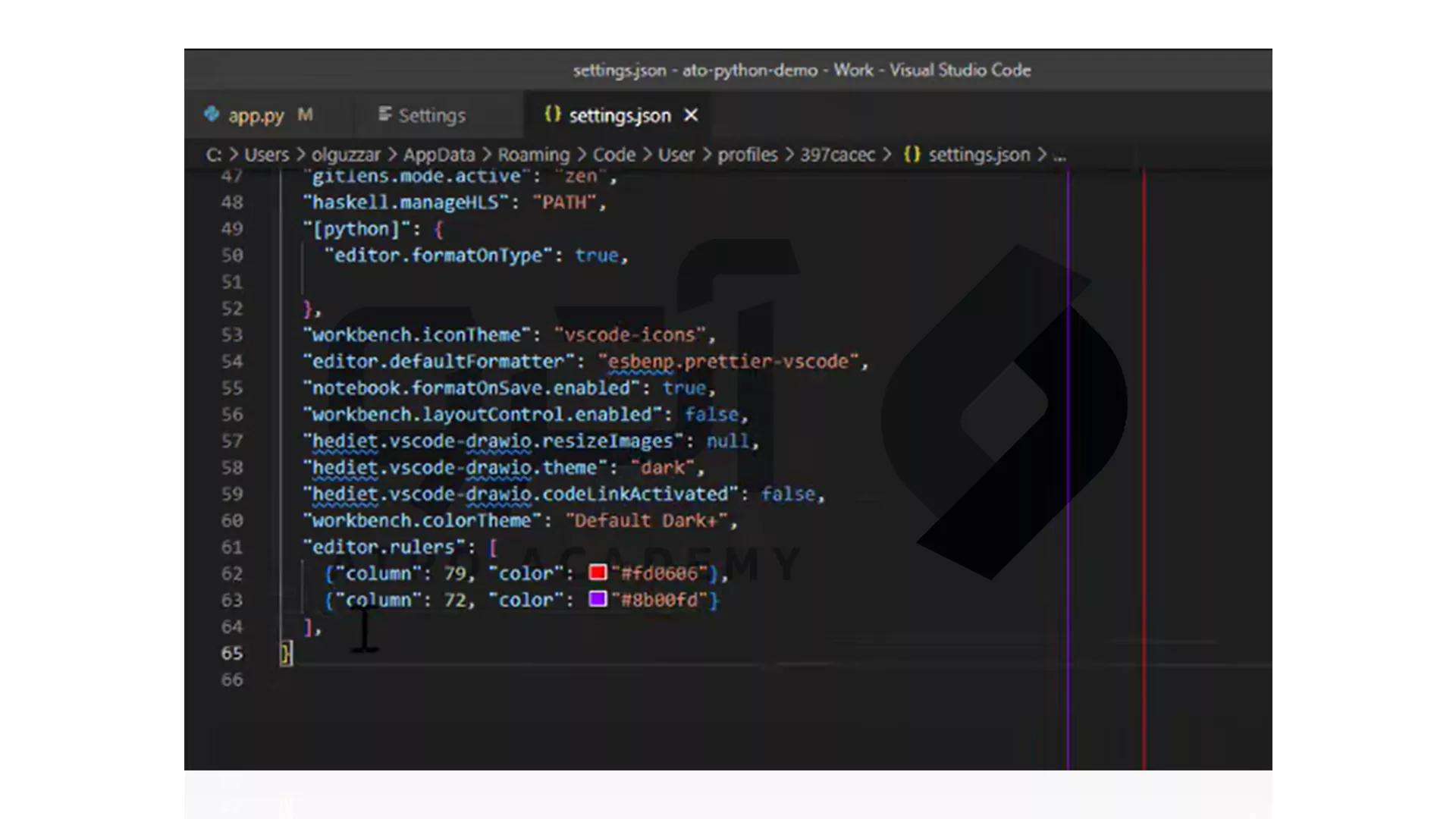 ویرایش Setting.jason برای تنظیم حداگثر کاراکتر در VS Code