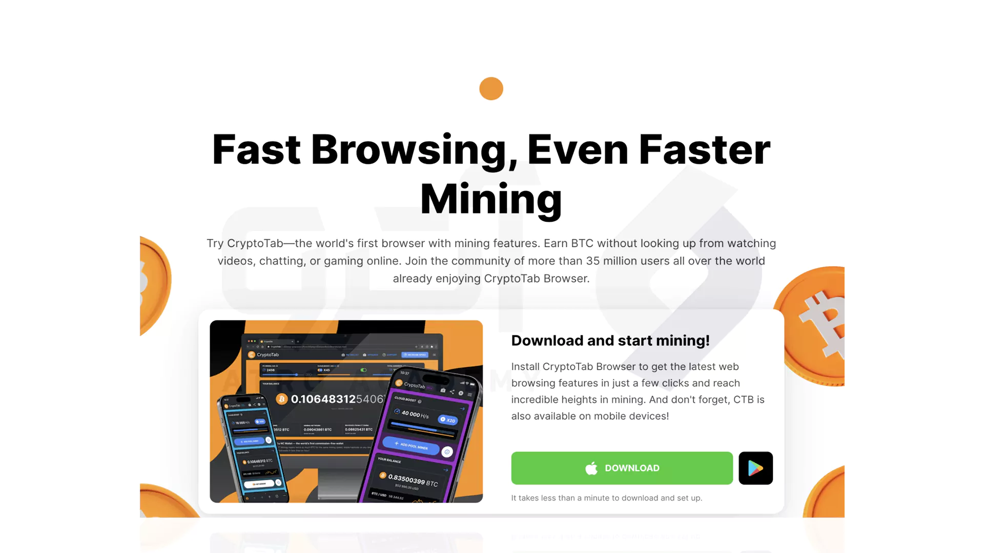 CryptoTab Browser برای استخراج بیت کوین